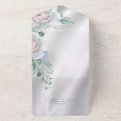 Elegant White Satin & Pastel Floral Dinner All In One Uitnodiging (Buitenkant)