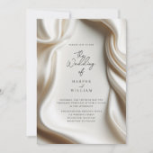Elegant white Satin wedding invitation Kaart (Voorkant)