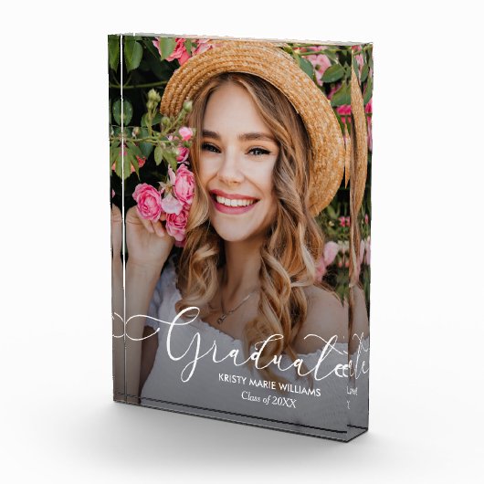 Elegant White Script Afstuderen Fotoblokken (Rechts)