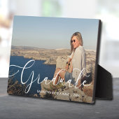 Elegant White Script Afstuderen Fotoplaat