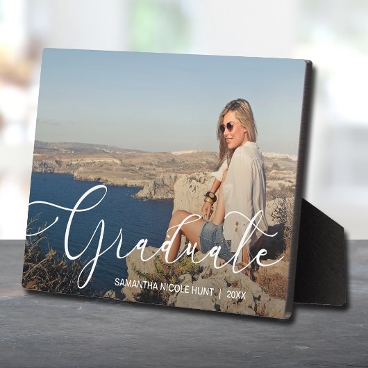 Elegant White Script Afstuderen Fotoplaat