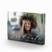 Elegant White Script Afstuderen Modern Fotoblokken (Rechts)