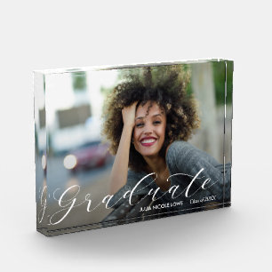 Elegant White Script Afstuderen Modern Fotoblokken