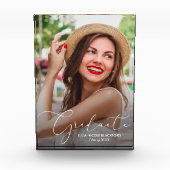 Elegant White Script Afstuderen Modern Fotoblokken (Voorkant)