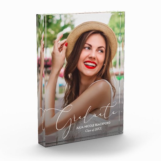 Elegant White Script Afstuderen Modern Fotoblokken (Links)