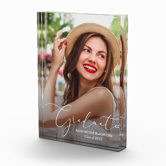 Elegant White Script Afstuderen Modern Fotoblokken (Rechts)