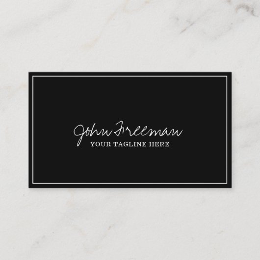 Elegant White Script Black Notional Sigant Agent Visitekaartje (Voorkant)