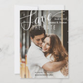 Elegant White Script Confetti Save the Date Photo (Voorkant)