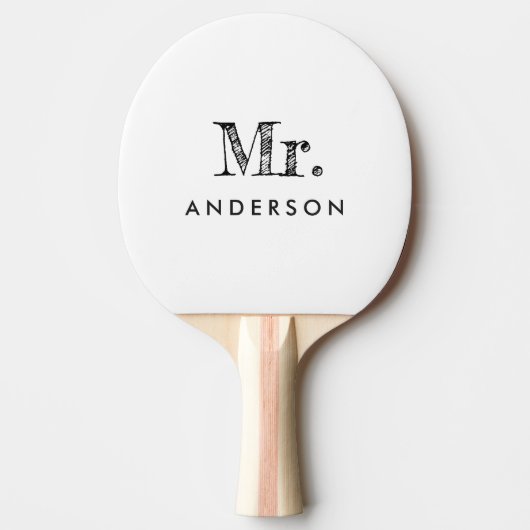 Elegant White Script de heer Ping Pong Paddle Tafeltennisbatje (Voorkant)