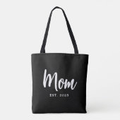 Elegant White Script Established New Mom Tote Bag (Achterkant)