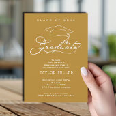 Elegant White Script Gold Afstuderen Kaart
