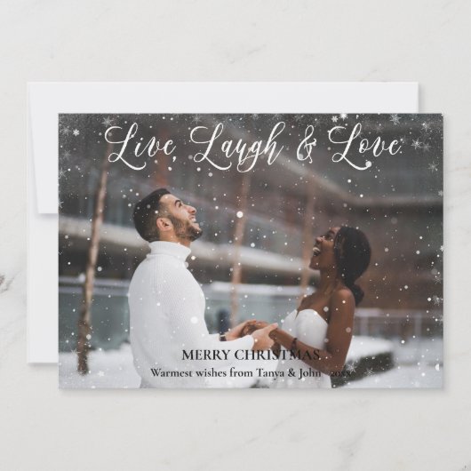 Elegant White Script LIVE LAGUH LOVE minimalist Feestdagenkaart (Voorkant)