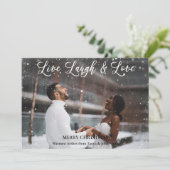 Elegant White Script LIVE LAGUH LOVE minimalist Feestdagenkaart (Staand voorkant)