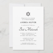 Elegant White Script Modern Simple Bat Mitzvah Kaart (Voorkant)