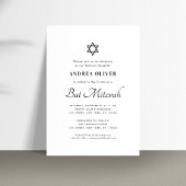 Elegant White Script Modern Simple Bat Mitzvah Kaart