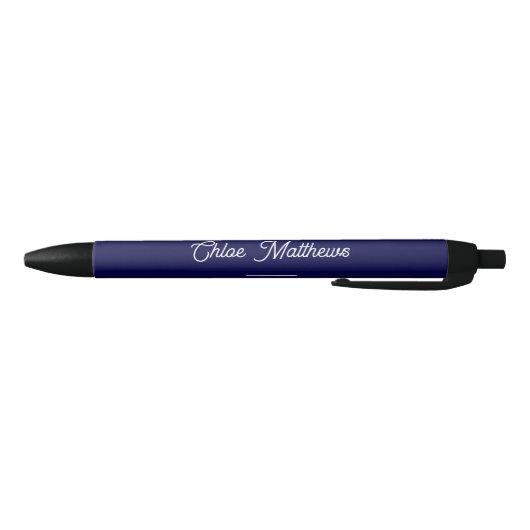 Elegant White Script Name Navy Blue Pen (Bodem)