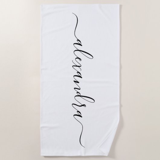 Elegant white script name strand handdoeken (Voorkant)