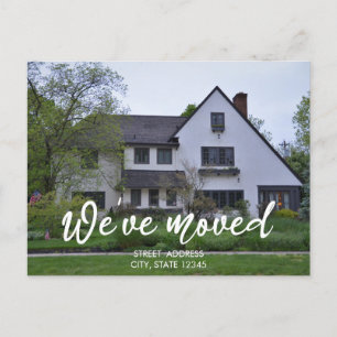 Elegant White Script New House Warming Foto Aankondigingskaart