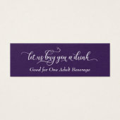 Elegant White Script op Paarse Drink Tickets Mini Visitekaartjes (Voorkant)