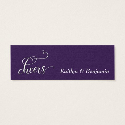 Elegant White Script op Paarse Drink Tickets Mini Visitekaartjes (Achterkant)