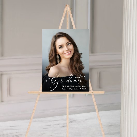 Elegant White Script Photo Overlay Afstuderen Acryl Bord