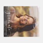 Elegant White Script Photo Overlay Afstuderen Fleece Deken (Voorkant (Horizontaal))