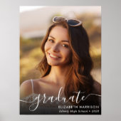 Elegant White Script Photo Overlay Afstuderen Poster (Voorkant)