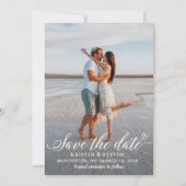 Elegant White Script Photo Save the Date Kaart (Voorkant)