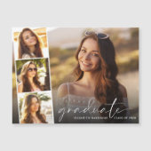 Elegant White Script Photo Strip Afstuderen Magnetische Uitnodiging (Voorkant)