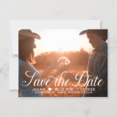 Elegant White Script Photo Weddenschap Save the Da Magnetische Uitnodiging (Voorkant)