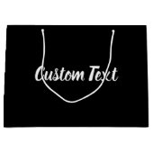 Elegant White Script Text Sjabloon on Black Groot Cadeauzakje (Voorkant)