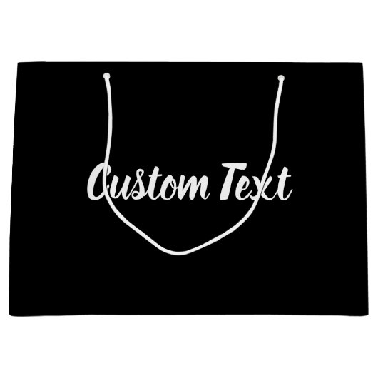 Elegant White Script Text Sjabloon on Black Groot Cadeauzakje (Voorkant)