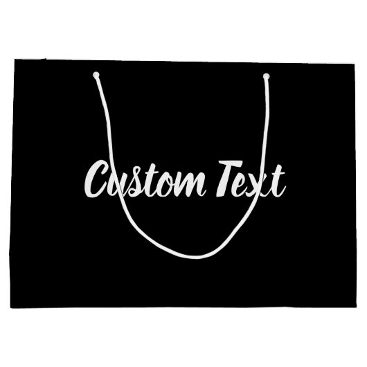 Elegant White Script Text Sjabloon on Black Groot Cadeauzakje (Achterkant)