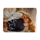 Elegant White Script | Weddenschap Opslaan datum Magneet (Horizontaal)