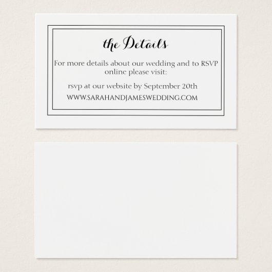 Elegant White Script Wedding Website Mini Kaart (Voorkant /achterkant)