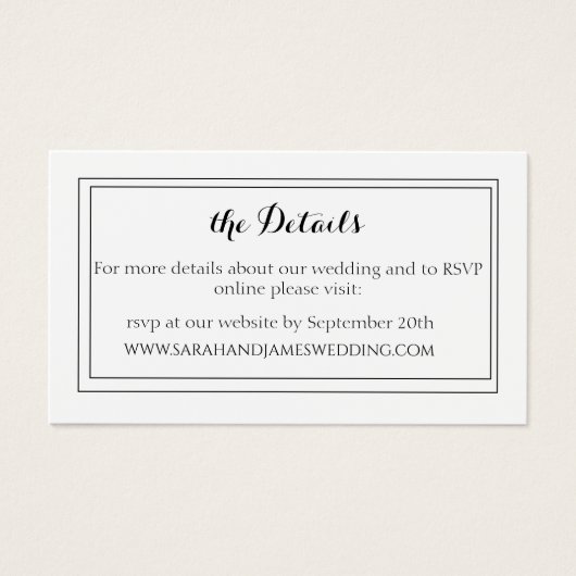 Elegant White Script Wedding Website Mini Kaart (Voorkant)