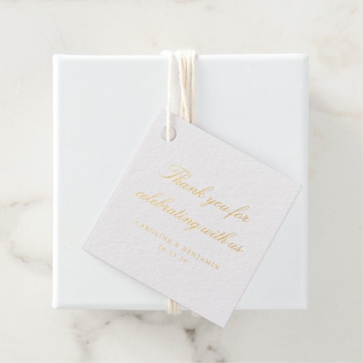 Elegant White Script Weduwen Aangepast Bedankt Bedankjes Labels (Met doos)