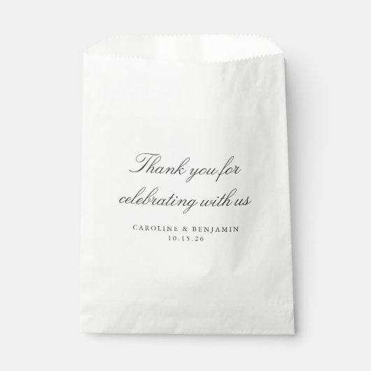 Elegant White Script Weduwen Aangepast Bedankt Bedankzakje (Voorkant)