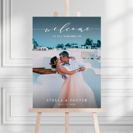 Elegant White Script Weduwen Welkomstteken Poster