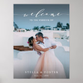 Elegant White Script Weduwen Welkomstteken Poster (Voorkant)