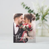 Elegant White Script Weduwfoto Hartelijk dank Briefkaart (Staand voorkant)