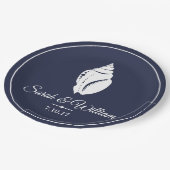 Elegant White Seashell & Navy Blue | Gepersonalise Papieren Bordje (Gekanteld)