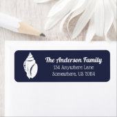 Elegant White Seashell Silhouette | Gepersonalisee Etiket (Insitu)