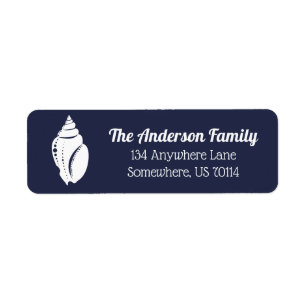 Elegant White Seashell Silhouette   Gepersonalisee Etiket