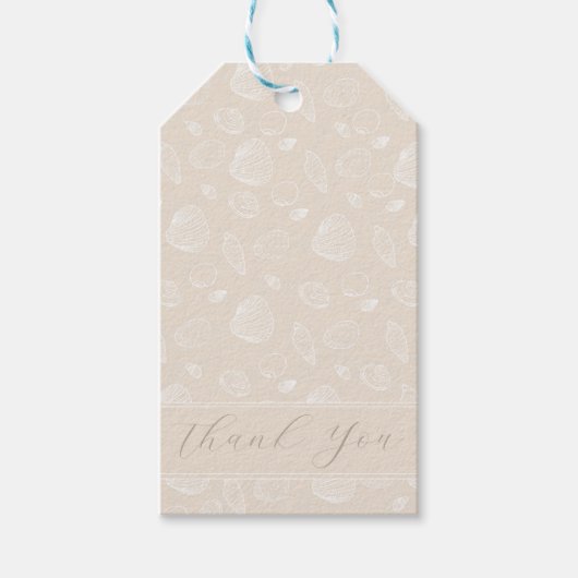 Elegant White Seashells beige Pattern Cadeaulabel (Voorkant)