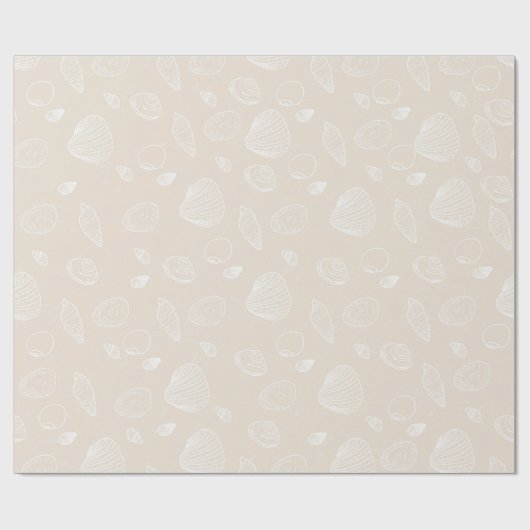 Elegant White Seashells beige Pattern Cadeaupapier (Vlak)