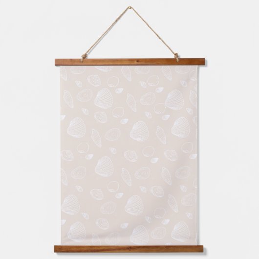 Elegant White Seashells beige Pattern Hangend Wandkleed (Voorkant)