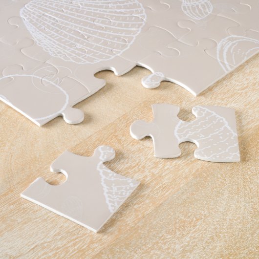 Elegant White Seashells beige Pattern Legpuzzel (Zijkant)