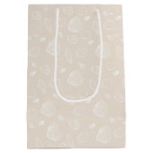 Elegant White Seashells beige Pattern Medium Cadeauzakje (Achterkant)