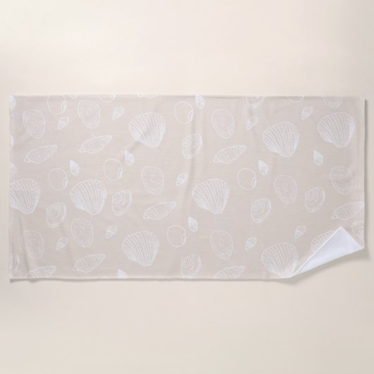 Elegant White Seashells beige Pattern Strandlaken (Voorkant)